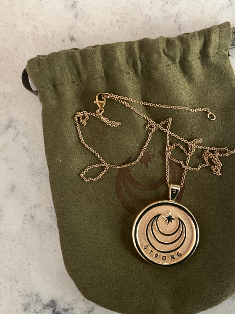 Jane Win Jewelry STRONG Original Pendant Coin (Anchor) 14K Gold Plated - Picture 10 of 12